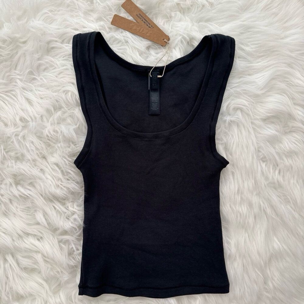 Skims Cotton Rib Tank Soot Size Small